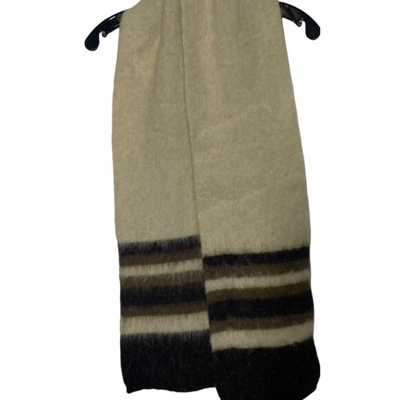 Cream and Brown Warm Winter Scarf Alpaca and/or Mohair No Tags - Picture 1 of 6